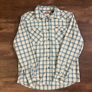 Wrangler Blue and White Plaid Men's Shirt